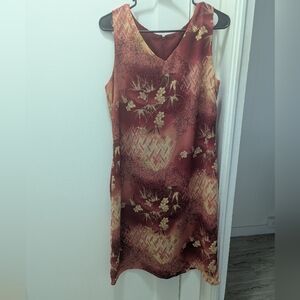 Kathie Lee Collection Sleeveless Midi Dark Red Floral Dress